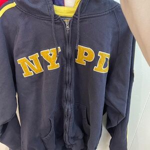 Men's Navy and Yellow Hoodie